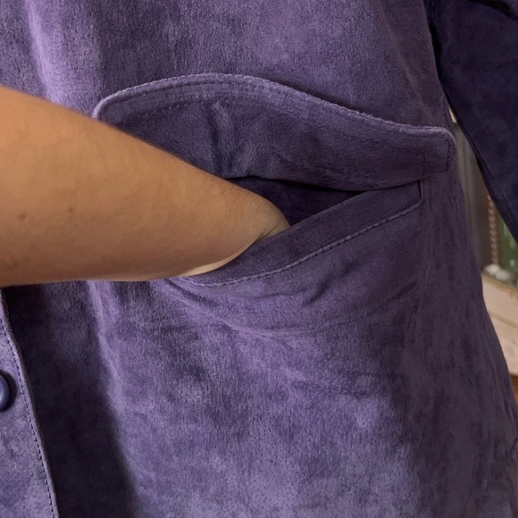 Vintage Y2K Purple Genuine Leather Suede Boxy Statement Blazer Jacket minimalist - Picture 4 of 10